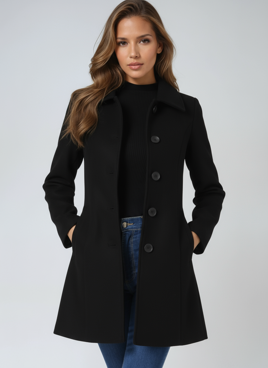 Winterjas met knoopsluiting en steekzakken voor dames