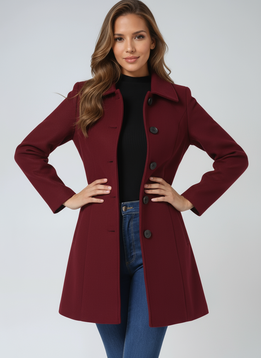 Winterjas met knoopsluiting en steekzakken voor dames