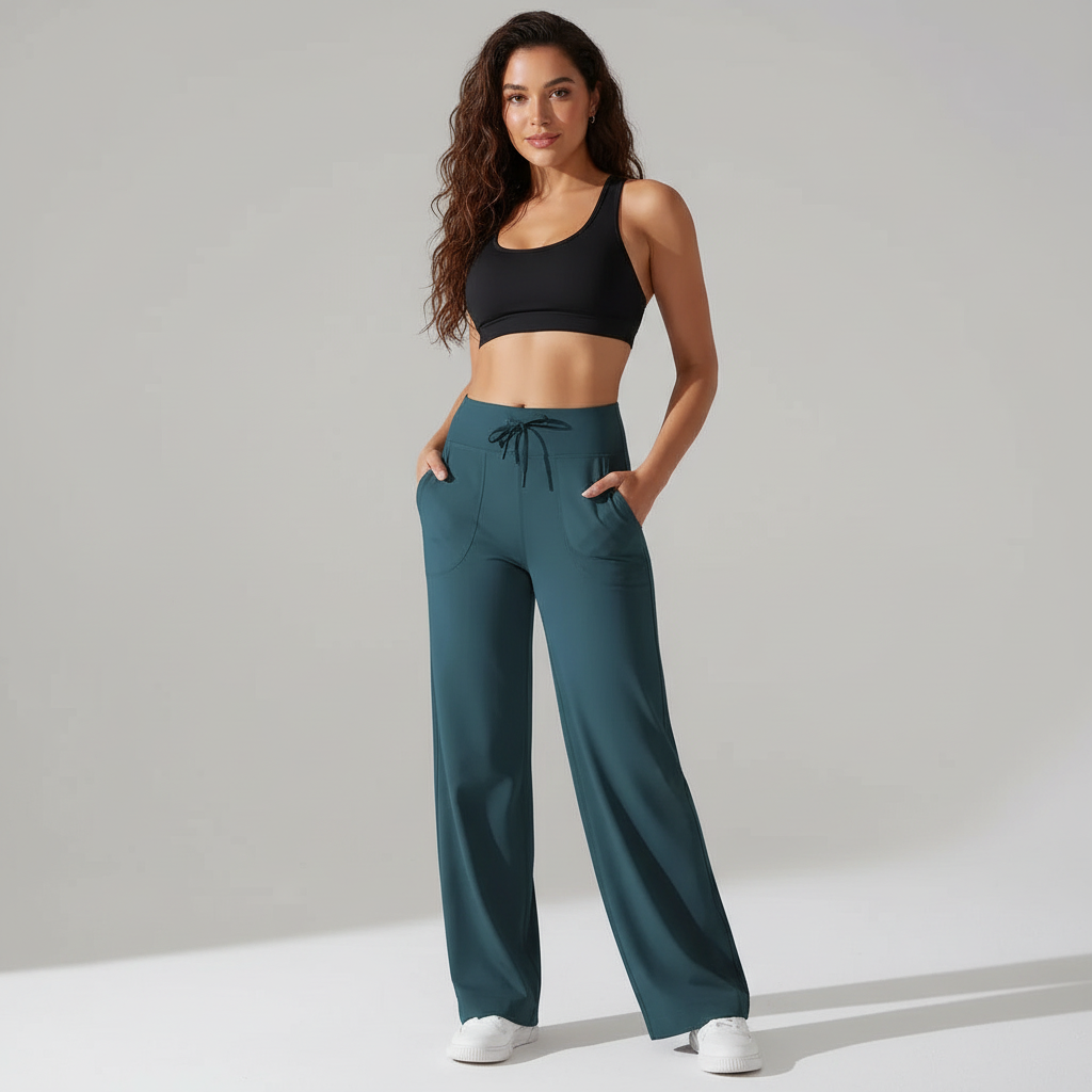 Yogabroek met hoge taille en 4-weg stretch voor dames in groen