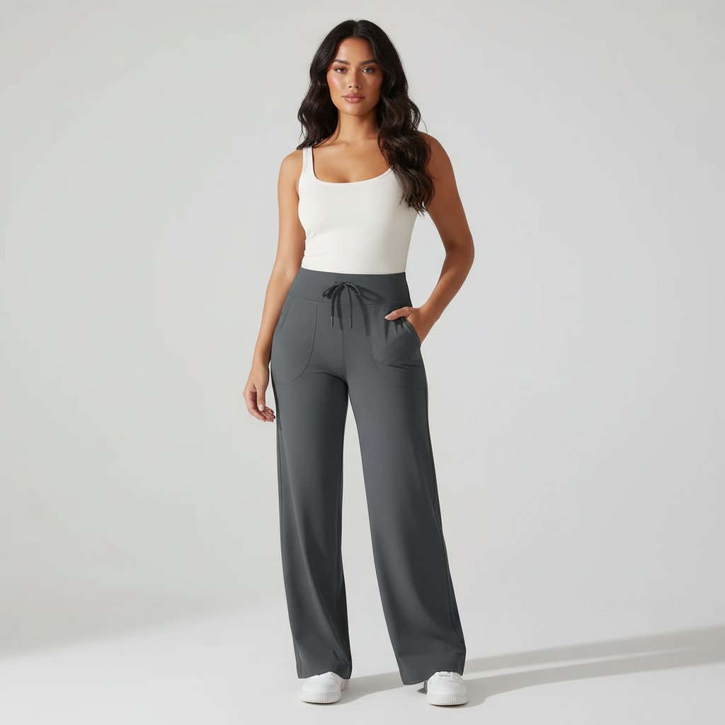 Yogabroek met hoge taille en 4-weg stretch voor dames in grijs