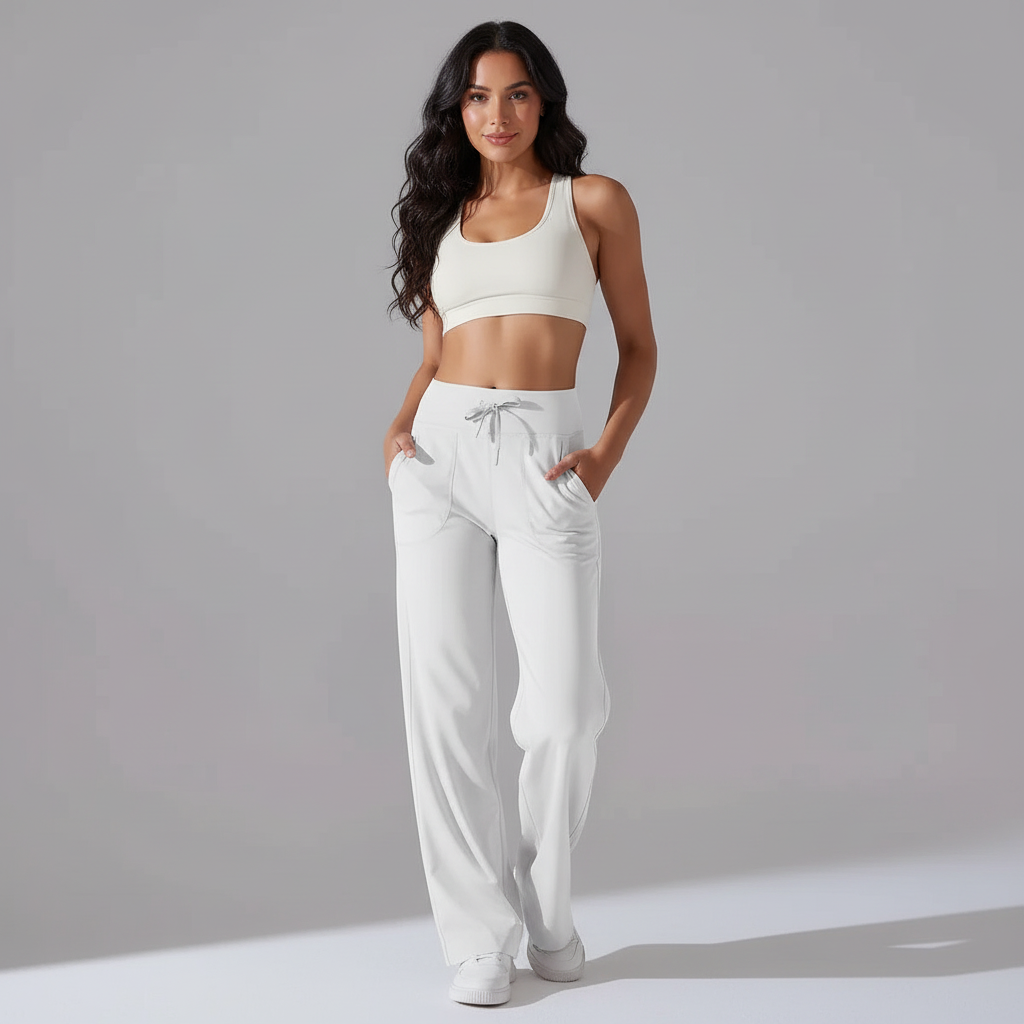 Yogabroek met hoge taille en 4-weg stretch voor dames in wit