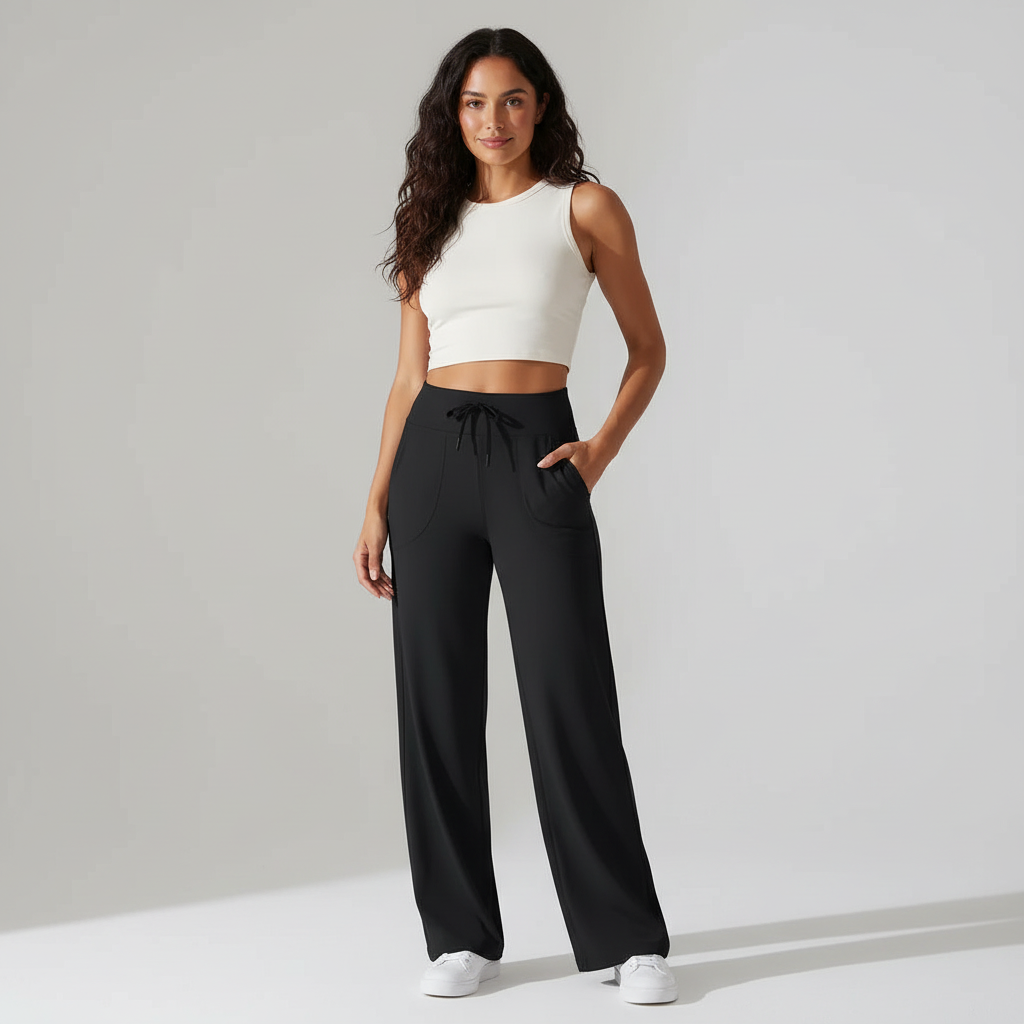 Yogabroek met hoge taille en 4-weg stretch voor dames in zwart