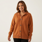 Zachte gebreide cardigan met knopen en kraag voor dames