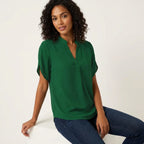 Zomerblouse met V-hals en luchtige pasvorm in groen
