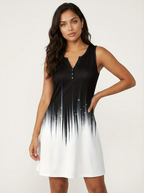 Zomerjurk met artistieke print en V-hals in zwart wit