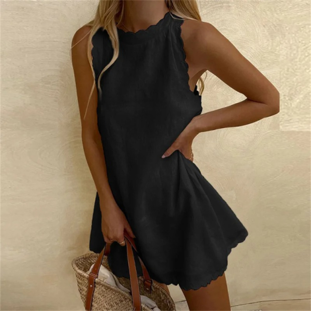 Zomerjurk met geschulpte randen en mouwloos model voor dames