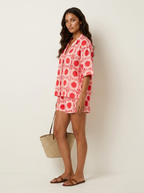 Zomerset met blouse, short en geometrische print voor dames in roze