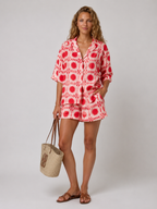 Zomerset met blouse, short en geometrische print voor dames in roze